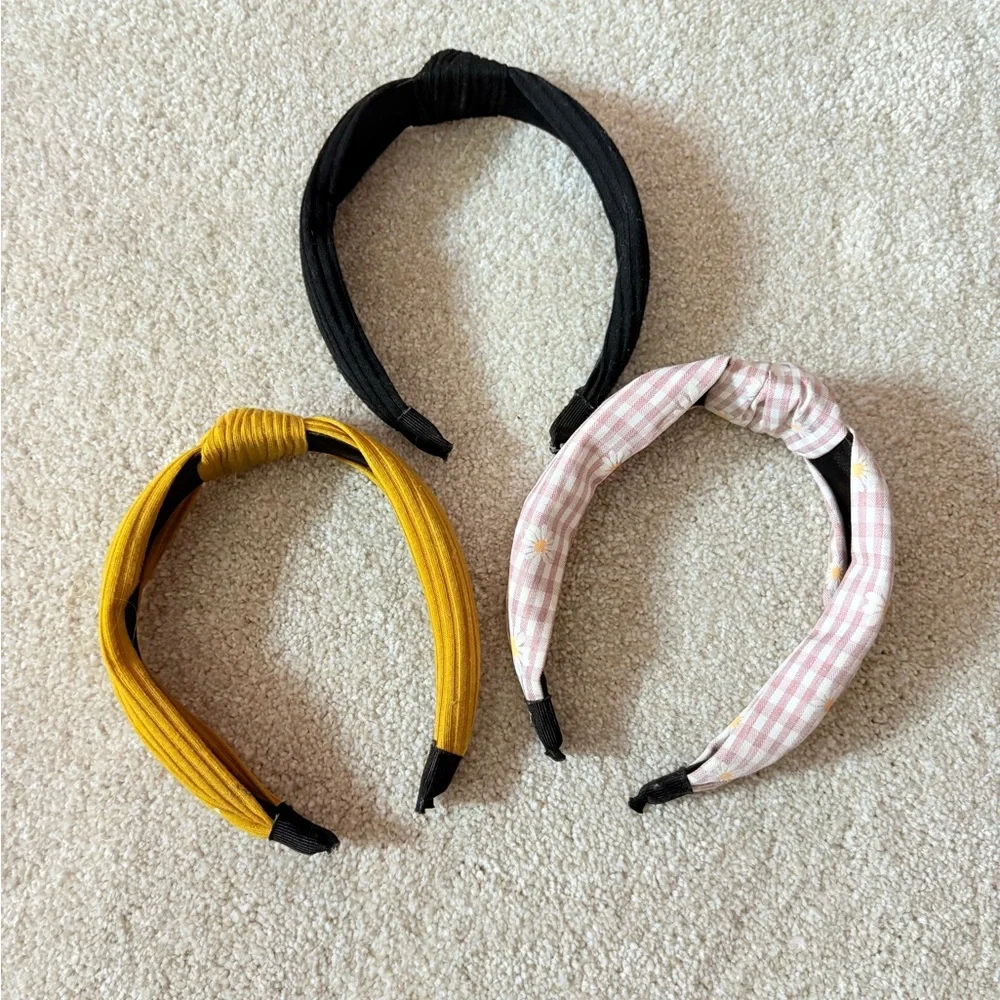 Stylish Kids Headband Set - Pink, Black, Yellow